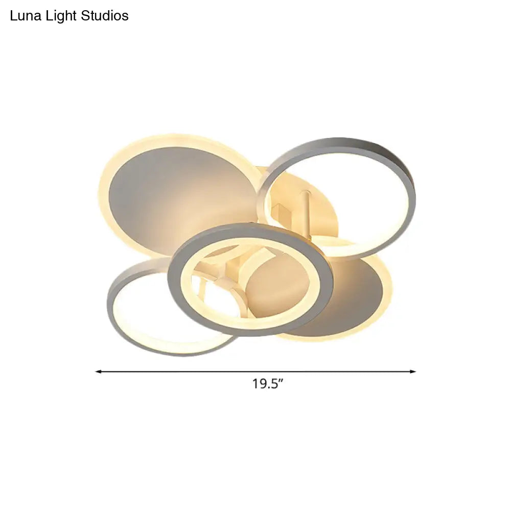 Sleek 16’/19.5’ W Metal Circular Semi Flush Mount Led Ceiling Light For Bedroom - White/Warm