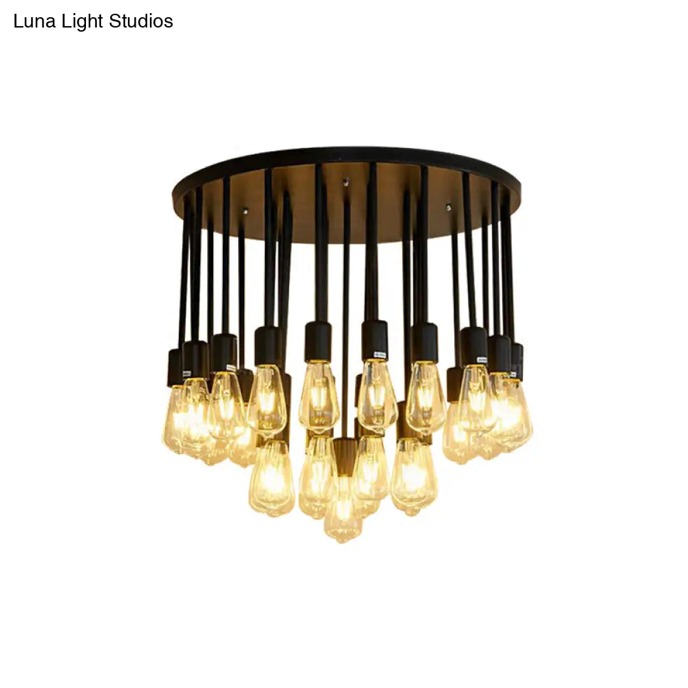 Sleek 23/31 Lights Ceiling Light Fixture With Clear Glass Shade - Nordic Living Room Semi Flush