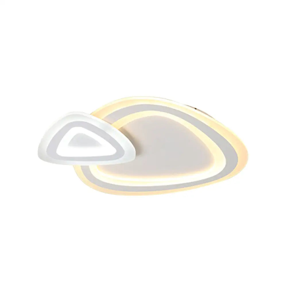 Sleek Acrylic Dual Triangle Led Ceiling Lamp - Minimalist White Flush Light Fixture In Warm Cool And