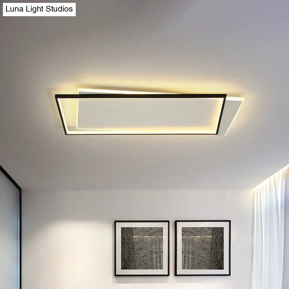 Sleek Dual Flush Mount Simplicity Acrylic Black Led Ceiling Light - Warm/White Lighting