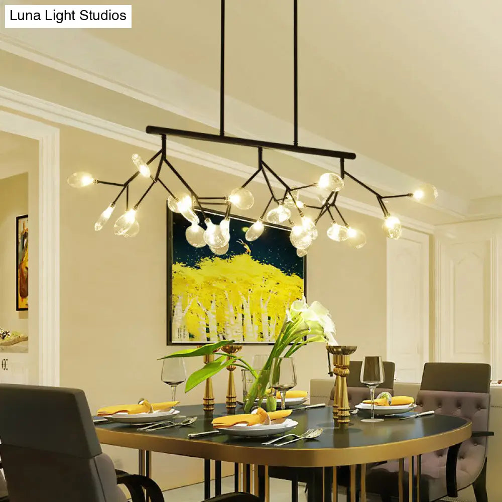 Sleek Firefly Pendant Light: Clear Glass Shade & Led Perfect For Dining Rooms Or Hanging Over An