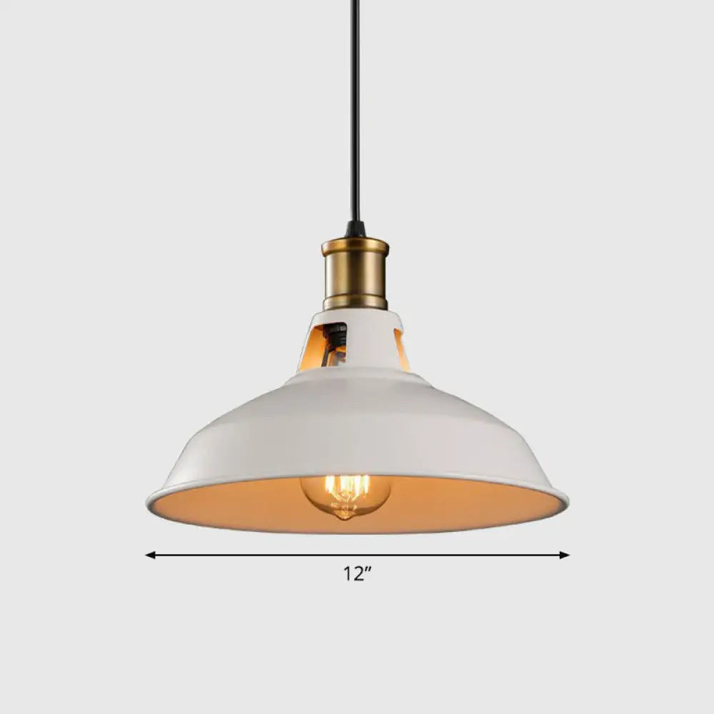 Sleek Iron Dome Pendant Light Fixture With Simplicity Design - Ideal For Restaurants (1 Bulb) White