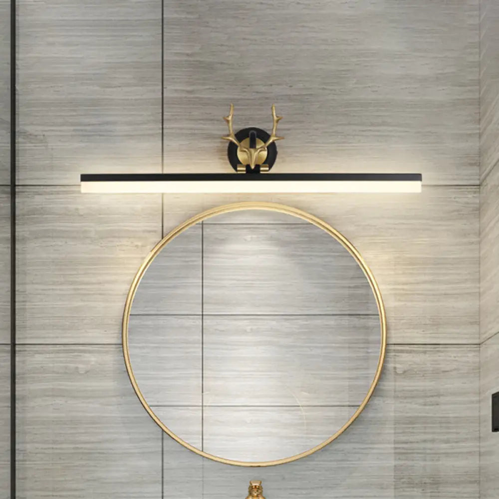 Sleek Led Antler Wall Mount Lamp With Acrylic Shade In Warm/White Light - Black Linear Vanity /