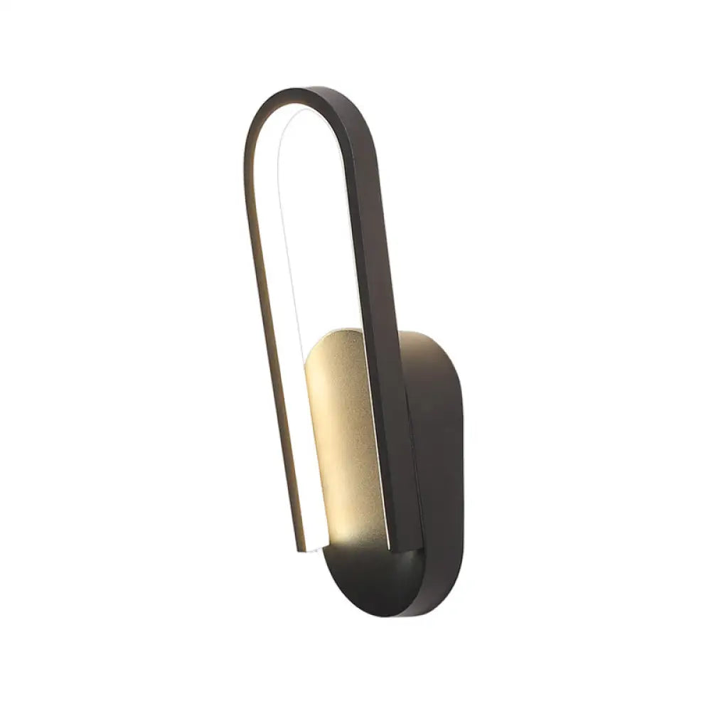 Sleek Semi-Oblong Led Sconce Light In Black/White With Acrylic Shade - Warm/White Illumination