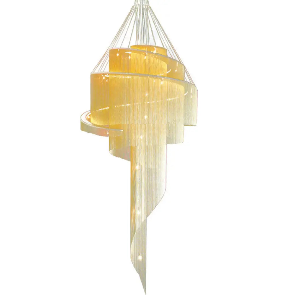 Sleek Spiral Tassel Chandelier: Modern 4-Light Ceiling Fixture For Hall Gold