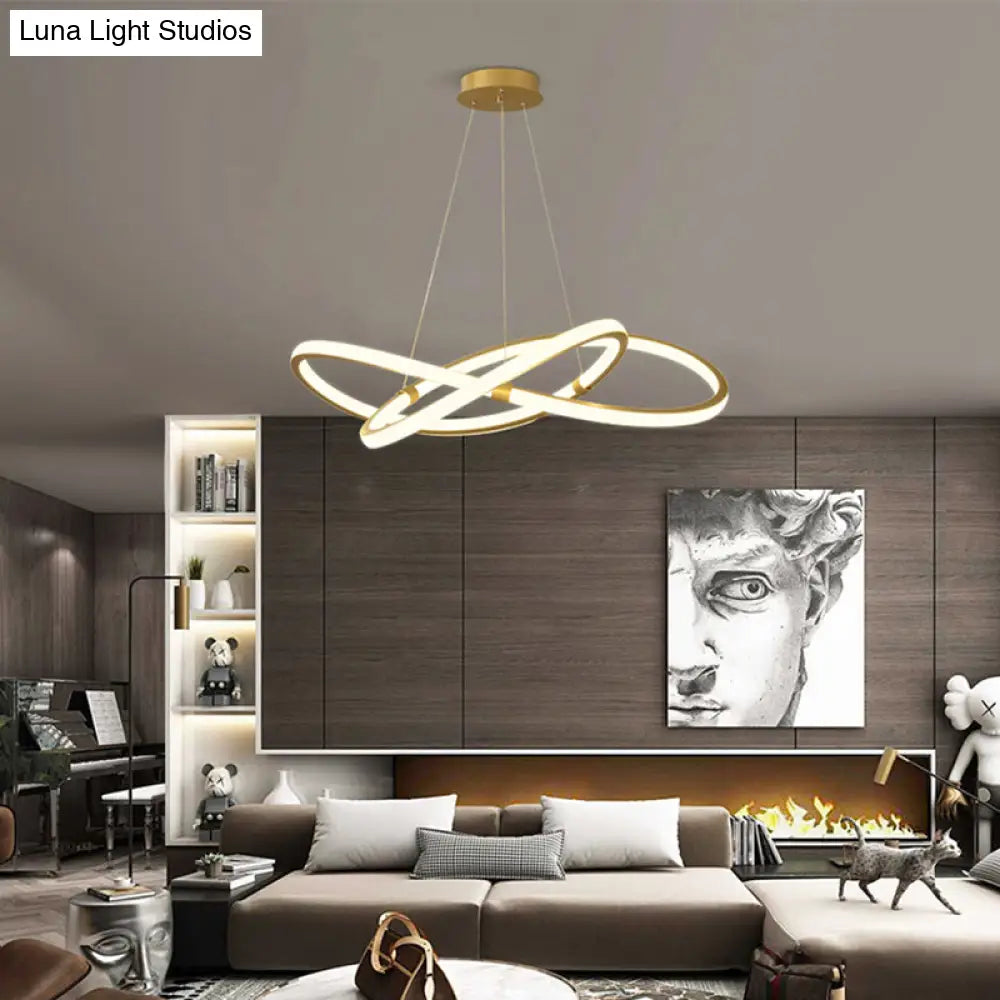 Sleek Twist Led Pendant Lamp: Minimalist Aluminum Chandelier For Living Room