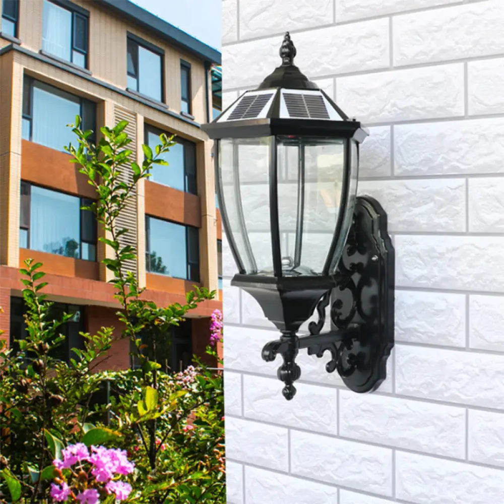 Solar Led Glass Bell Sconce Wall Lamp For Courtyard Lighting Black / 10.5