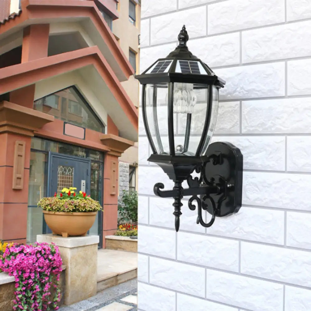 Solar Led Glass Bell Sconce Wall Lamp For Courtyard Lighting Black / 9
