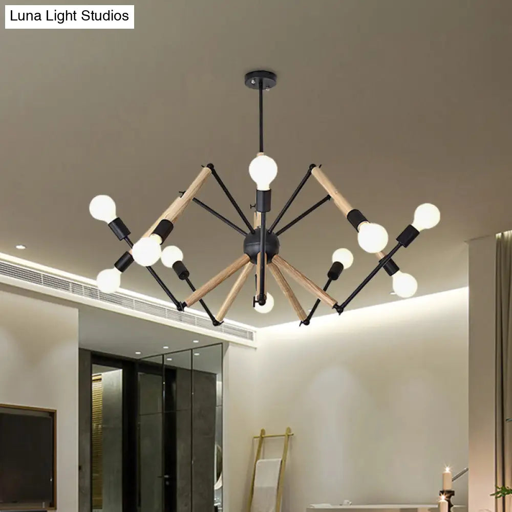 Spider Shape Suspension Light - Contemporary Metal Chandelier For Living Room (8/10/12/16-Head)
