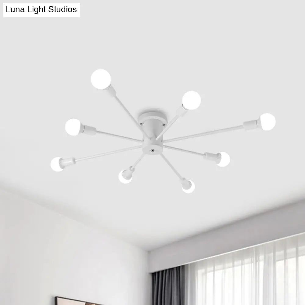 Sputnik Style Ceiling Light In Black/White/Gold With 6/8/10 Heads - Contemporary Semi - Mount