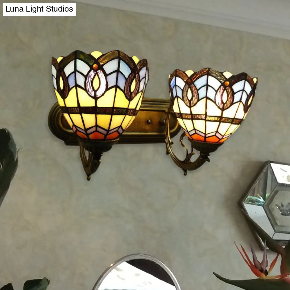 Stained Glass Vintage Wall Sconce Lamp Fixture For Bedroom Lighting