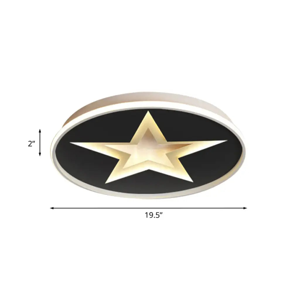 Star Pattern Nordic Acrylic Led Flush Mount Lighting In Black White/Warm Light - Bedroom Fixture