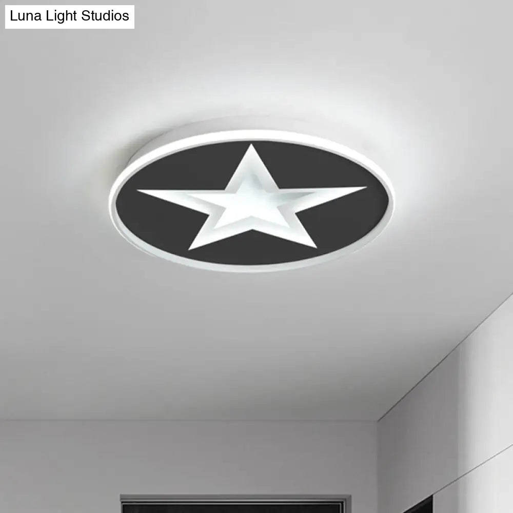 Star Pattern Nordic Acrylic Led Flush Mount Lighting In Black White/Warm Light - Bedroom Fixture