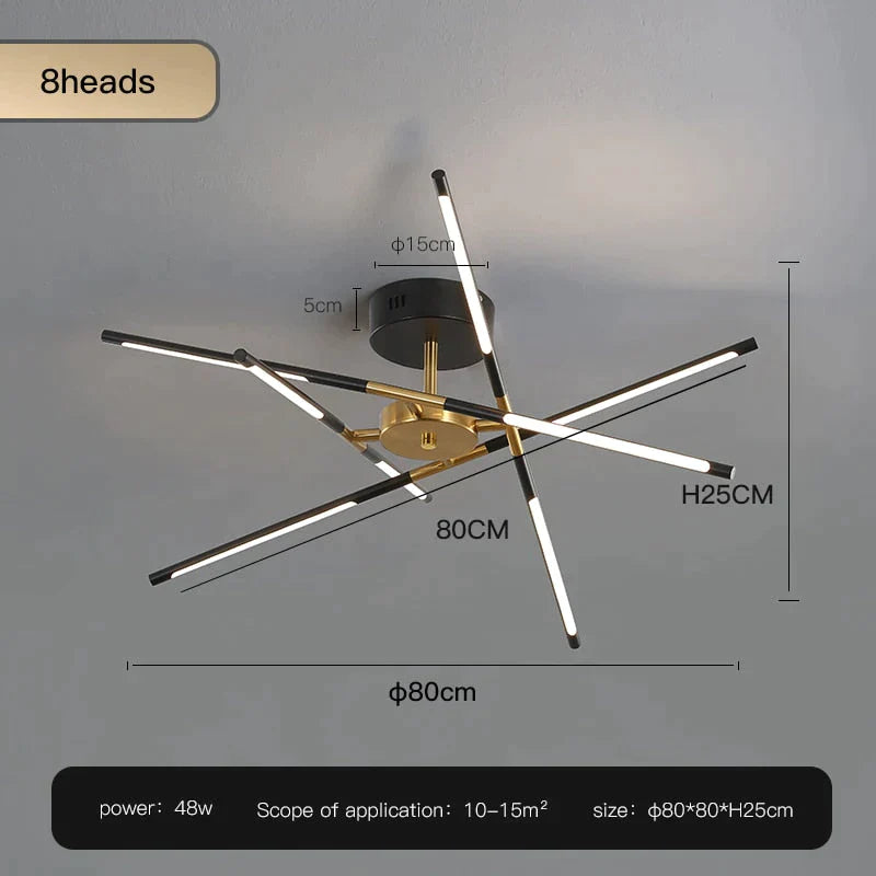 Starbeam Modern Chandelier C Black 8 heads / Warm light