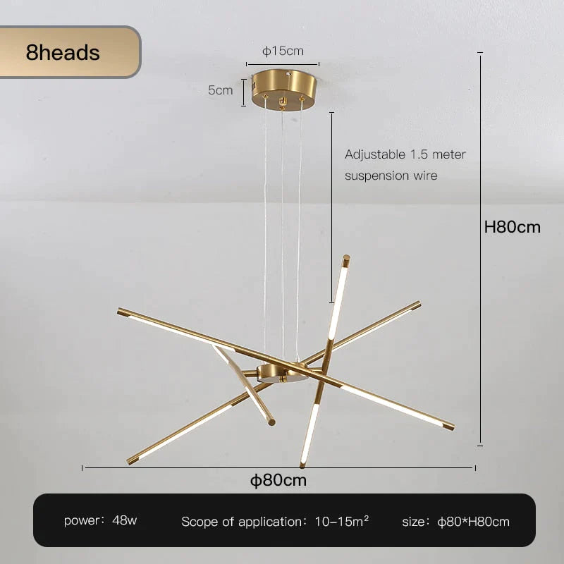 Starbeam Modern Chandelier D Golden 8 heads / Warm light