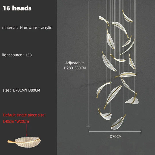 Stellana Leaf Cluster Chandelier 16 heads / white light