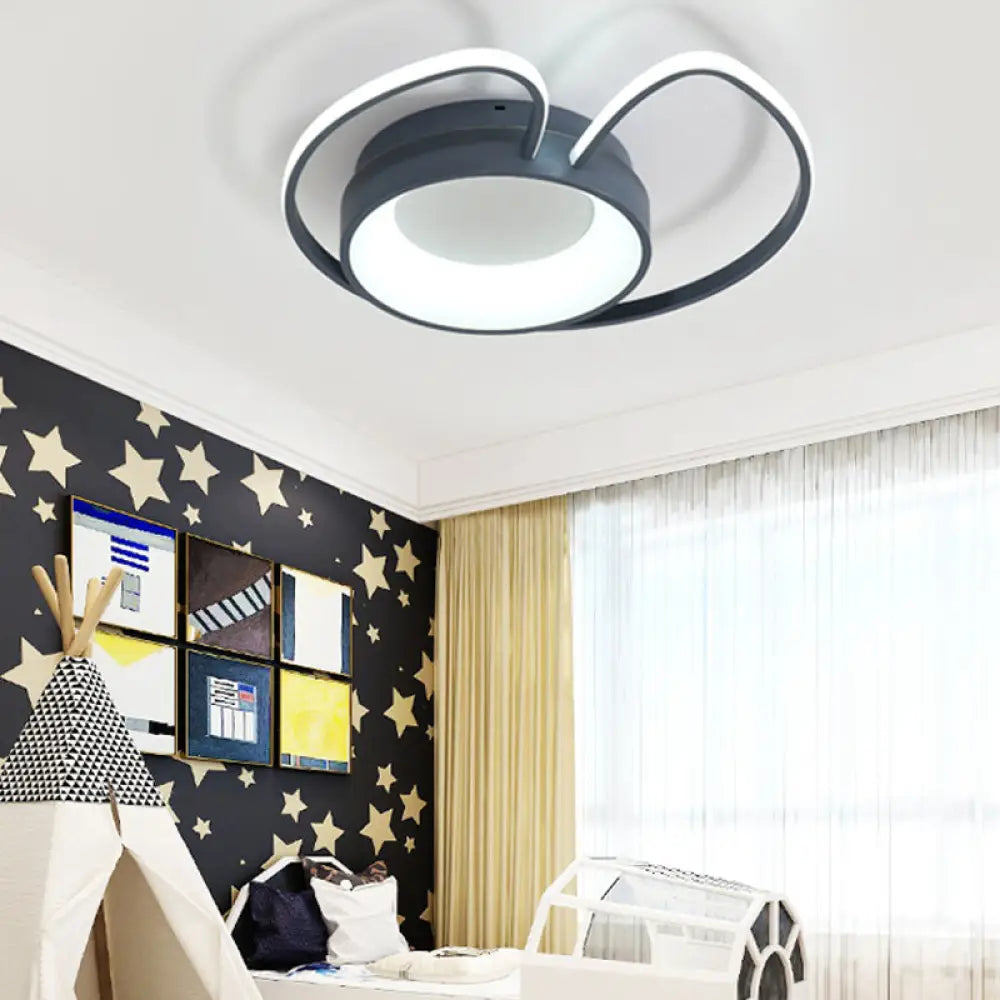 Stylish Round Macaron Flush Ceiling Light With Acrylic Wing Design For Living Room Blue / 16.5’