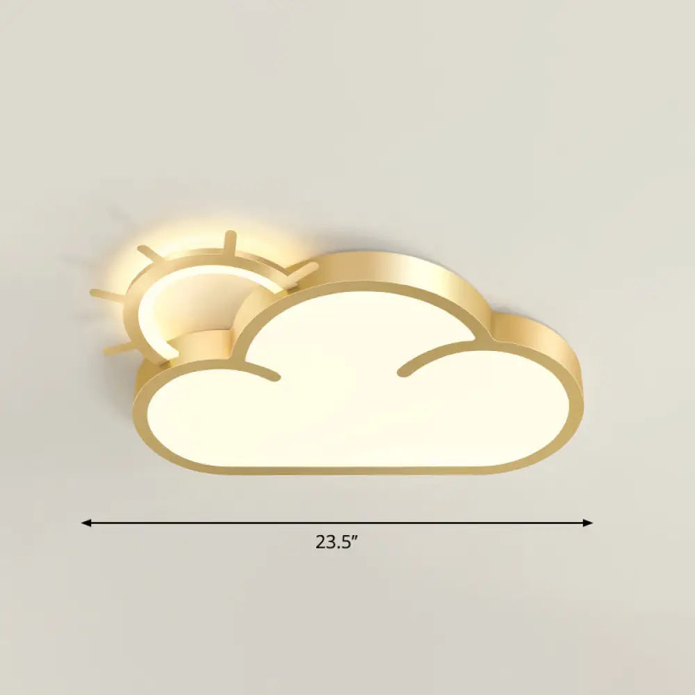 Sunrise Cartoon Led Flushmount Ceiling Light For Kids Bedroom Gold / Remote Control Stepless