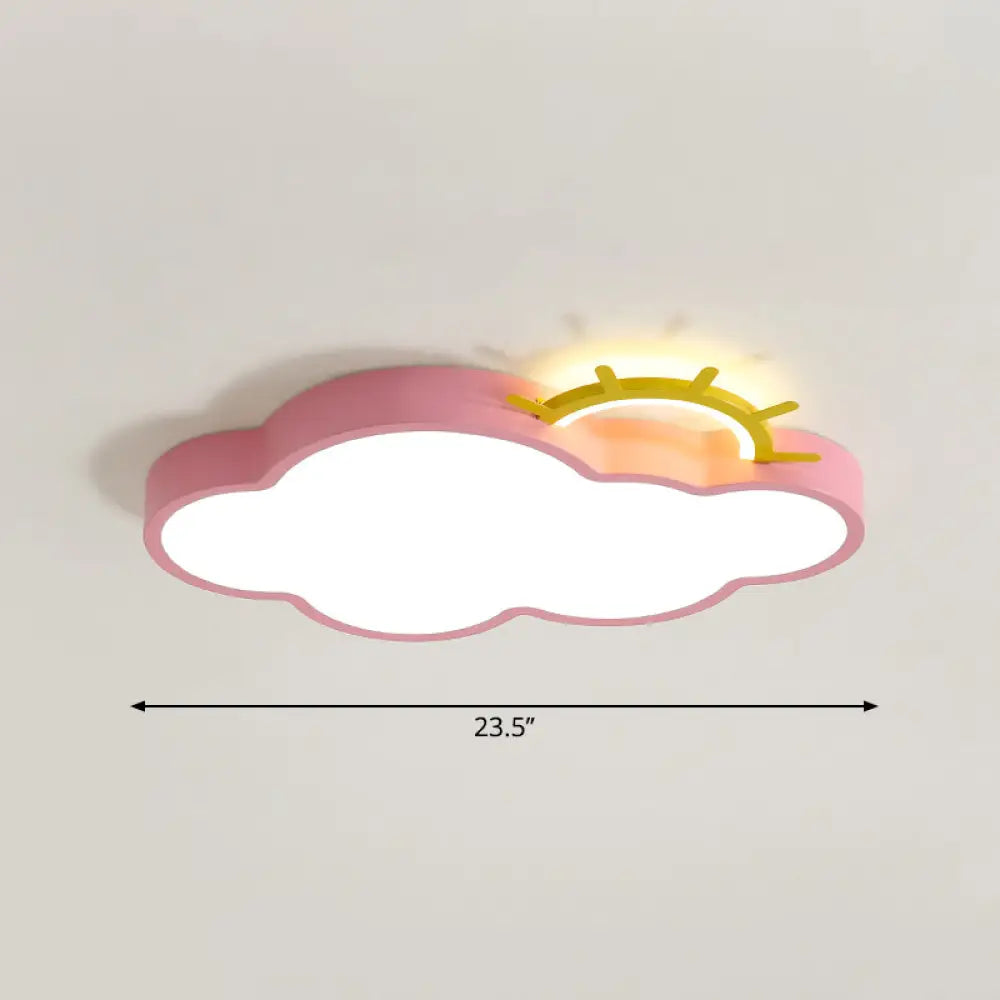 Sunrise Cartoon Led Flushmount Ceiling Light For Kids Bedroom Pink / Remote Control Stepless