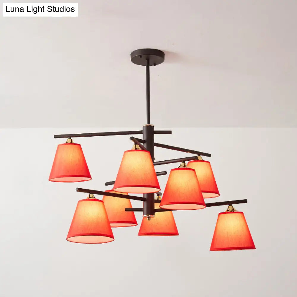 Tapered Hanging Chandelier - Traditional Pendant Light For Living Room With Fabric Shades Available
