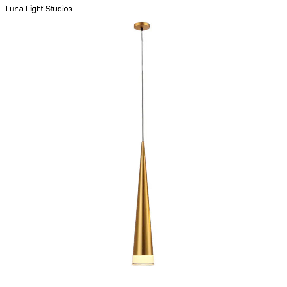 Tapered Hanging Lamp Kit: Simple Metal Black/Silver/Gold Pendant Light In Warm/White/Neutral