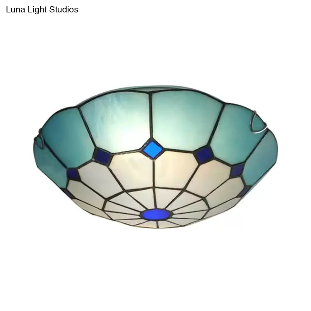 Tiffany Floral Flush Mount Ceiling Lights - 2 Light Bedroom Fixture