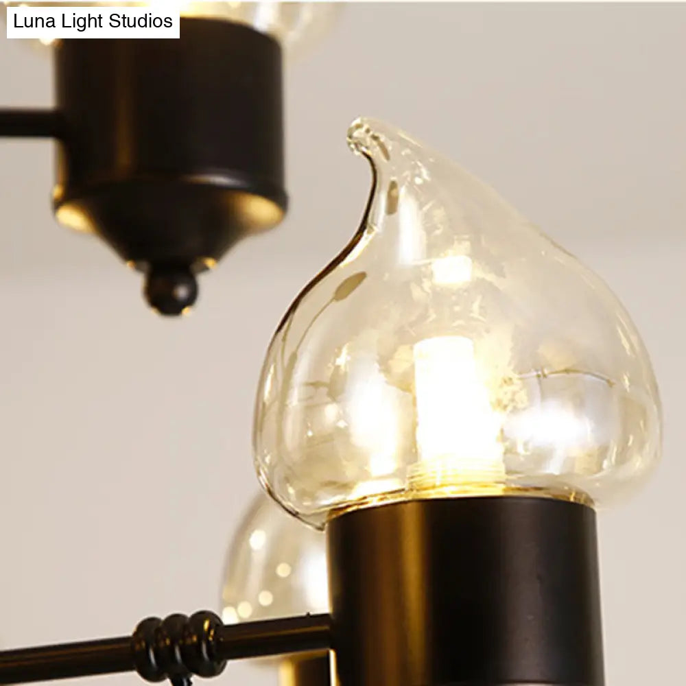 Traditional Clear Glass Chandelier With 3/6/8 Lights - Black Pendant Lighting For Living Room