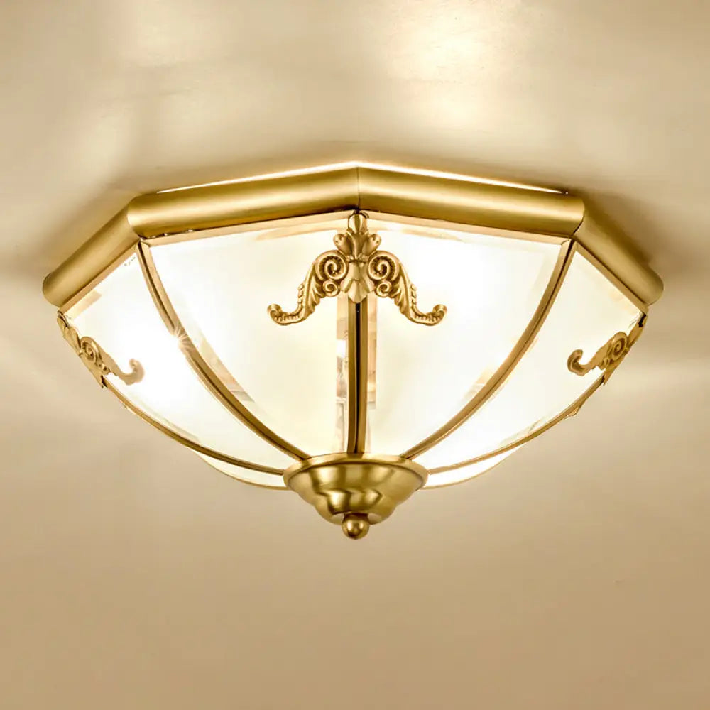 Traditional Flush Mount Ceiling Light For Dining Rooms - Dome Frosted Glass Shade Gold / 18’
