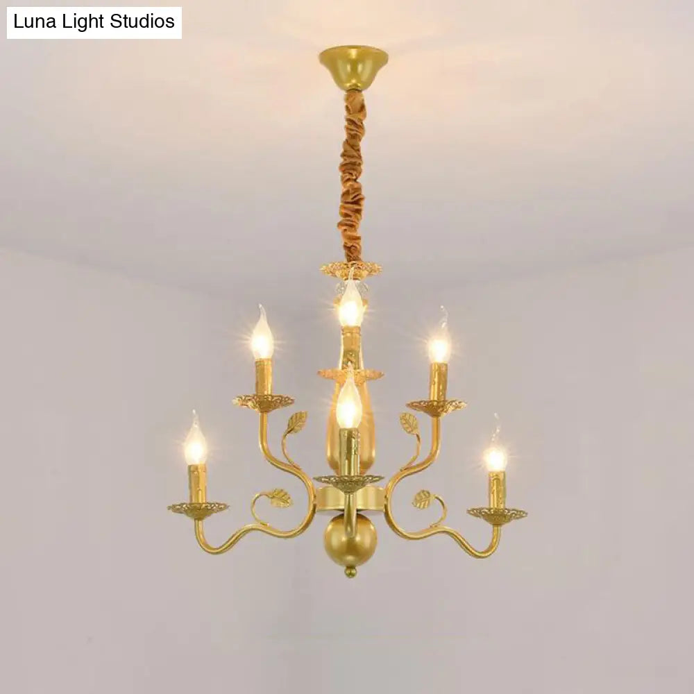 Traditional Gold Chandelier With Swooping Arms - 6/12/16 Lights Pendant Lamp