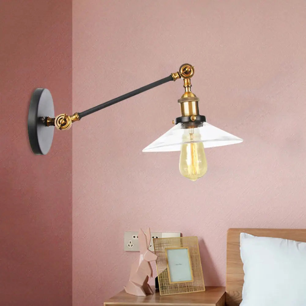 Vintage Black/Brass/Bronze Cone Glass Sconce Light - 8/12 Arm Brass / 8
