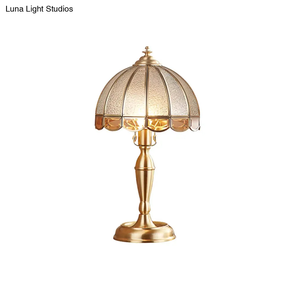 Vintage Brass Table Lamp With Water Glass Dome For Living Room Nightstands