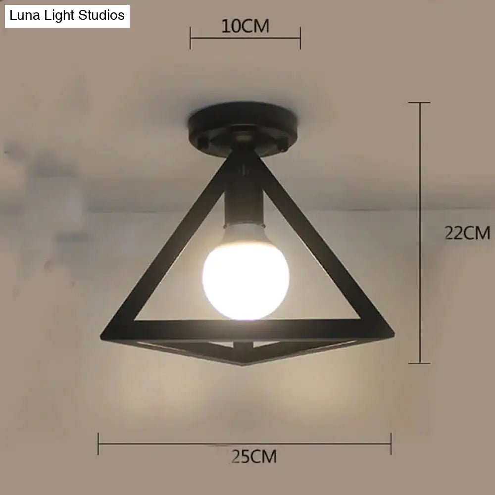 Vintage Ceiling Lights Lustre Luminaria Led Lamp Loft Iron Cage Fixtures Lighting