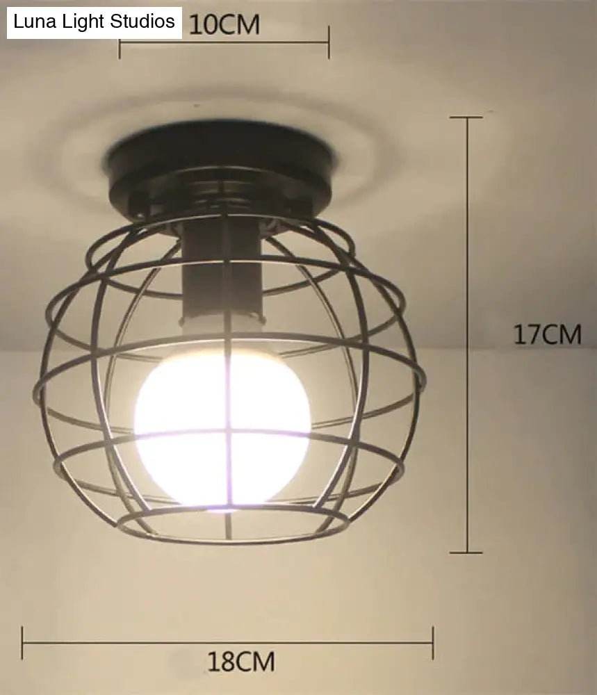 Vintage Ceiling Lights Lustre Luminaria Led Lamp Loft Iron Cage Fixtures Lighting 11