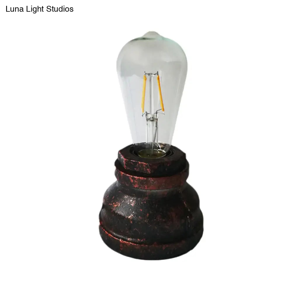 Vintage Copper/Gold Finish Plug-In Desk Lamp With Bare Bulb - 1-Light Metallic Small Table For Study