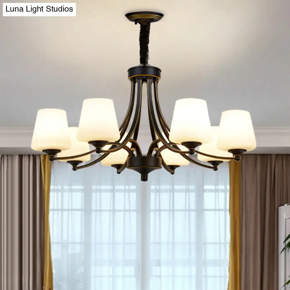 Vintage Cream Glass Chandelier Pendant Light - Elegant Hanging For Living Room