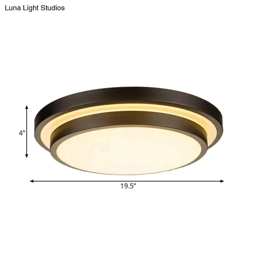 Vintage Dual - Layered Iron Led Ceiling Light In Black For Living Room - 11’/16’/19.5’ W