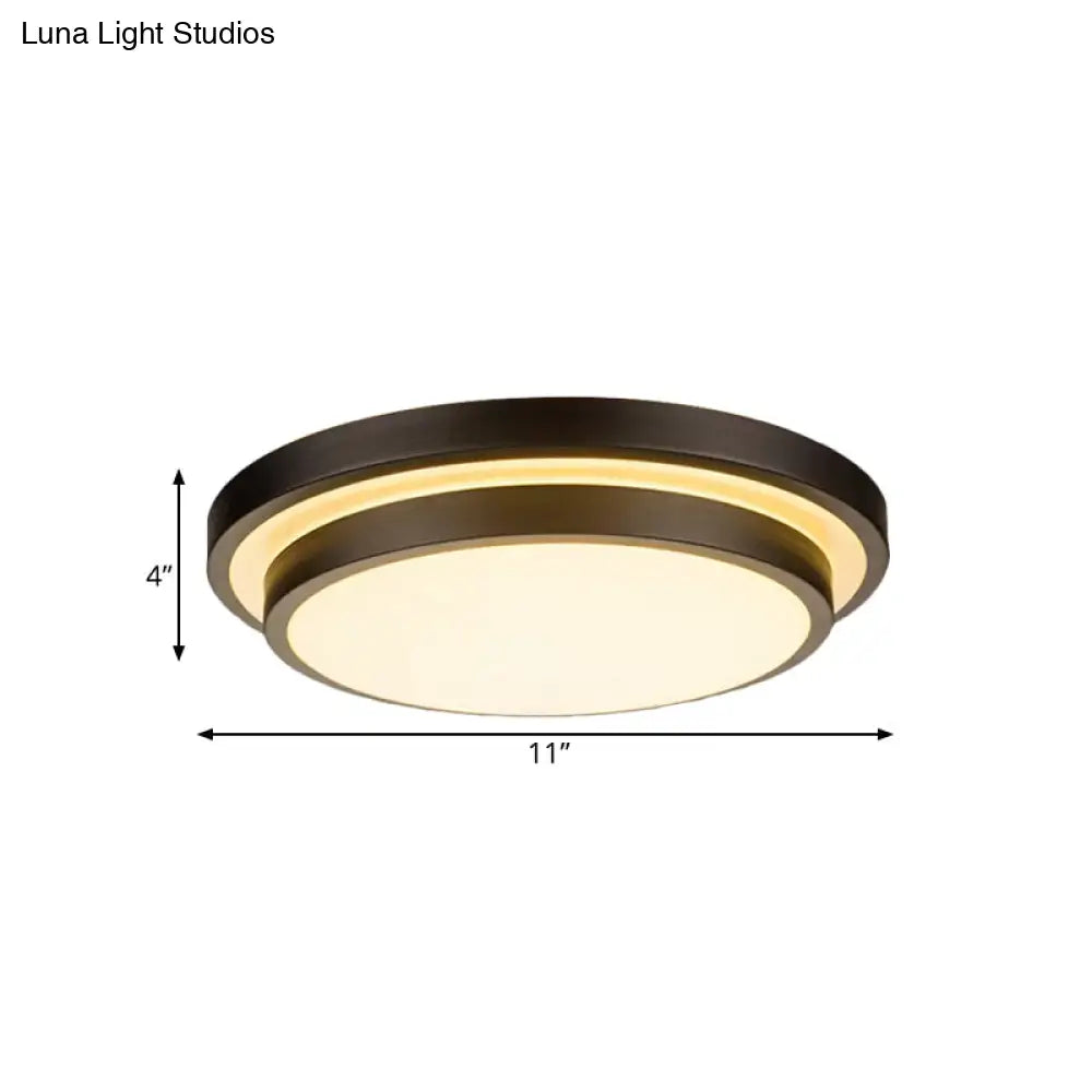 Vintage Dual - Layered Iron Led Ceiling Light In Black For Living Room - 11’/16’/19.5’ W