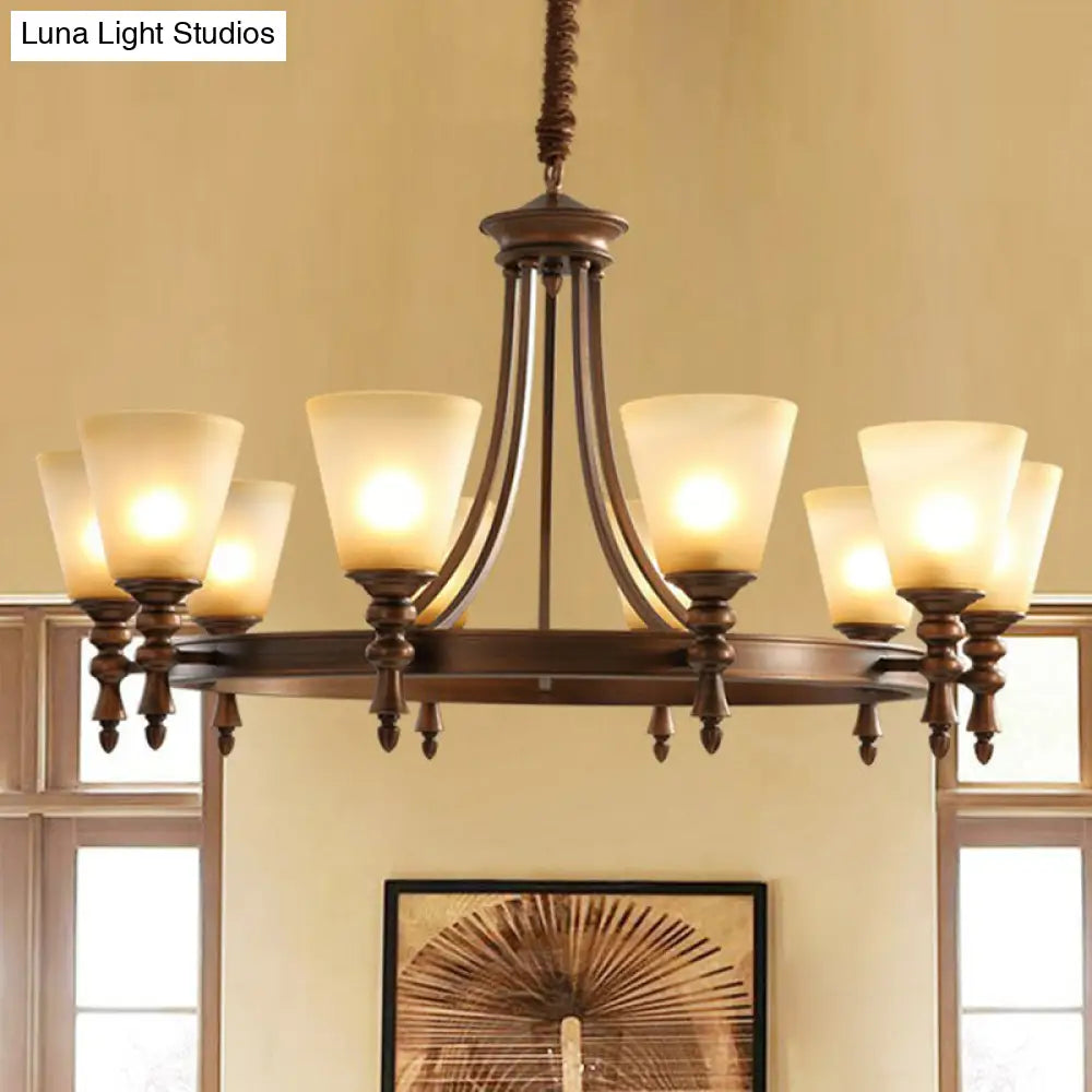 Vintage Frost Glass Coffee Chandelier - Stylish Pendant Light For Living Room