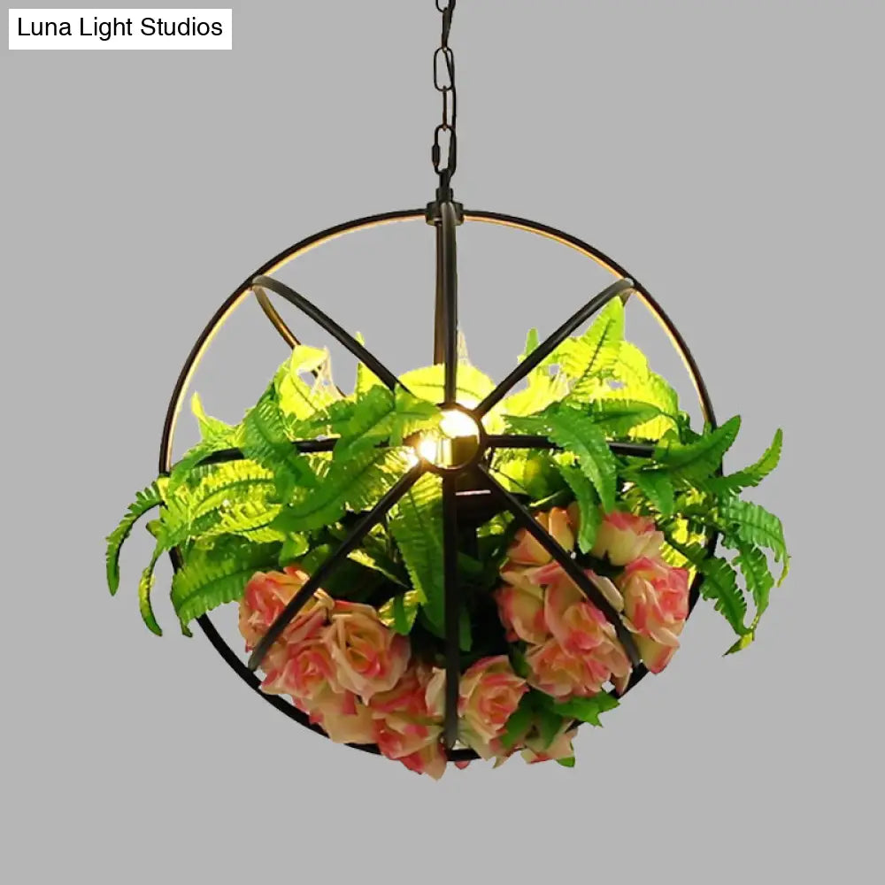 Vintage Global Rose Chandelier - 4-Bulb Led Pendant Light In Black
