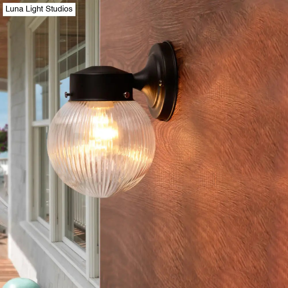 Vintage Globe Wall Sconce With White/Clear Glass Shade - Ideal For Bathrooms