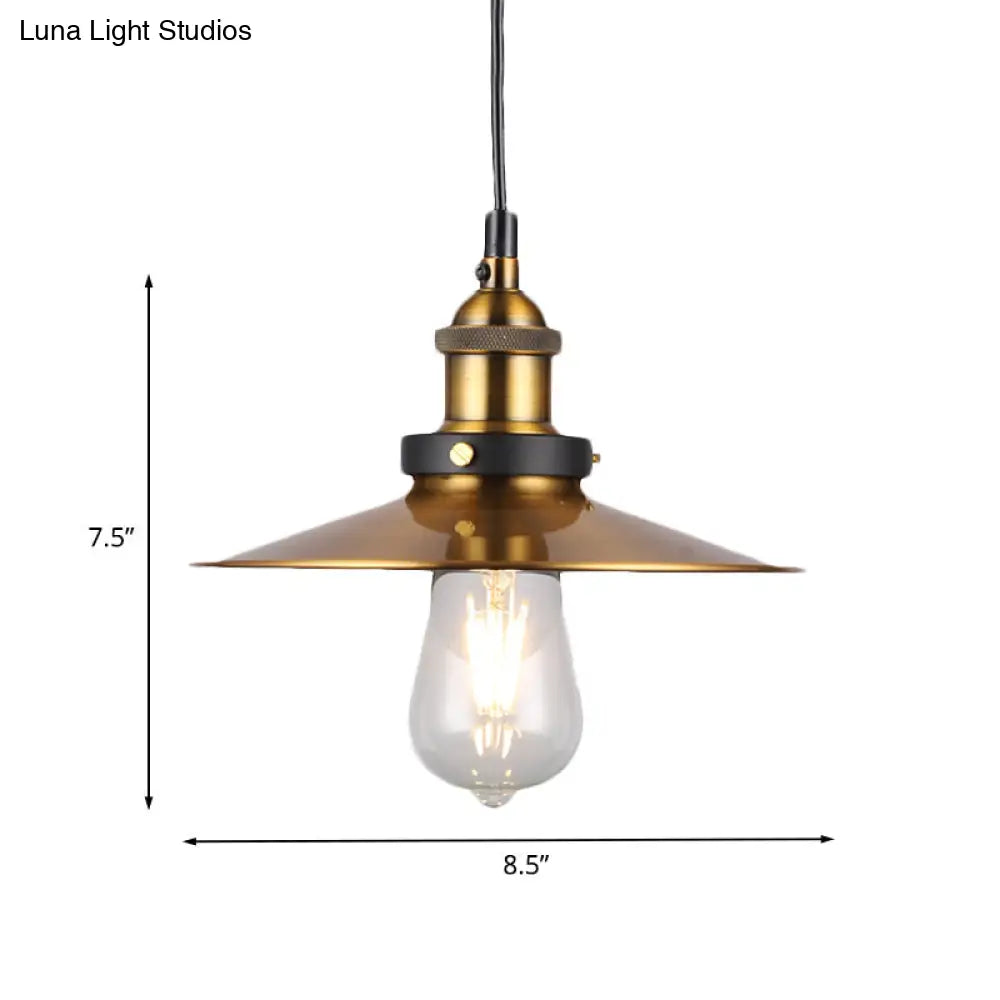 Vintage Gold Pendant Light - Elegant Iron Lid With Retro Cone Shape Ideal Luminaire For Dining Table