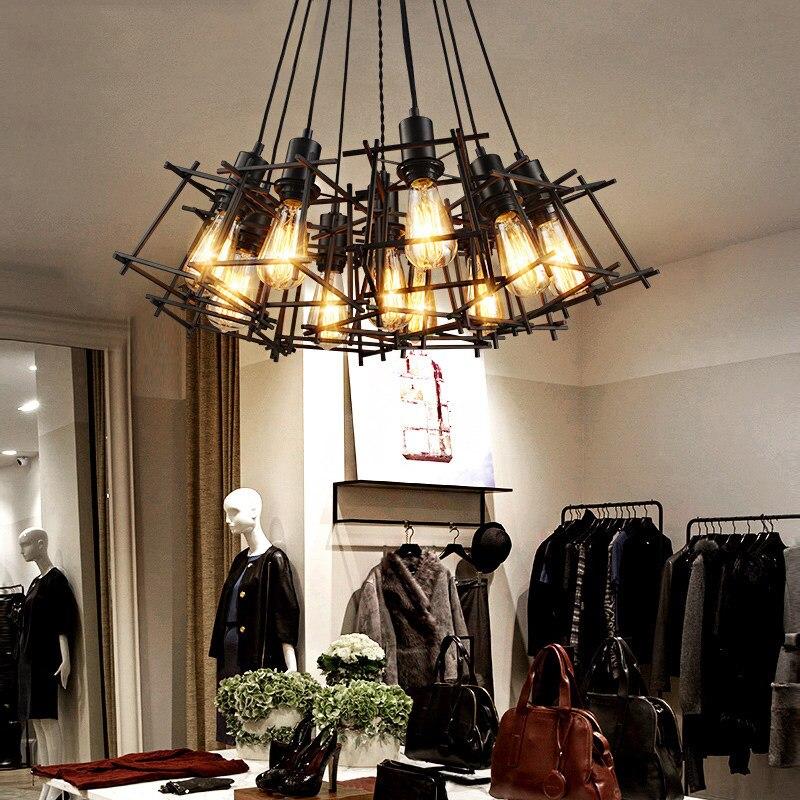Vintage Iron Frame Chandelier Edison Bulb E27 Holder Loft Restaurant Bar Cafe Living Room Retro