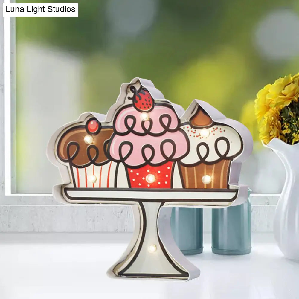 Vintage Led Wall Sconce Light - White/Brown Cake Pink Ice Cream Blue/Red Drinks Night Lamp For