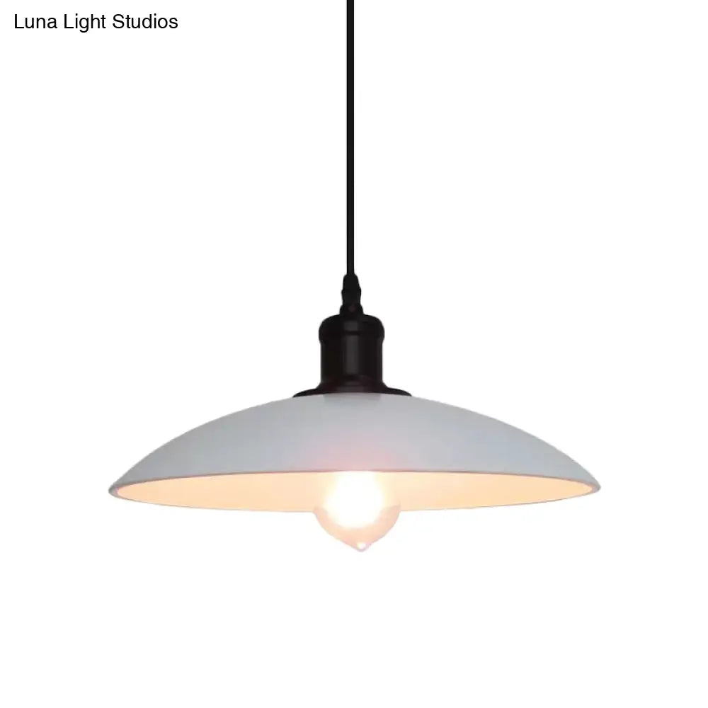 Vintage Metallic Bowl Pendant Light In Black/White For Living Room Ceiling