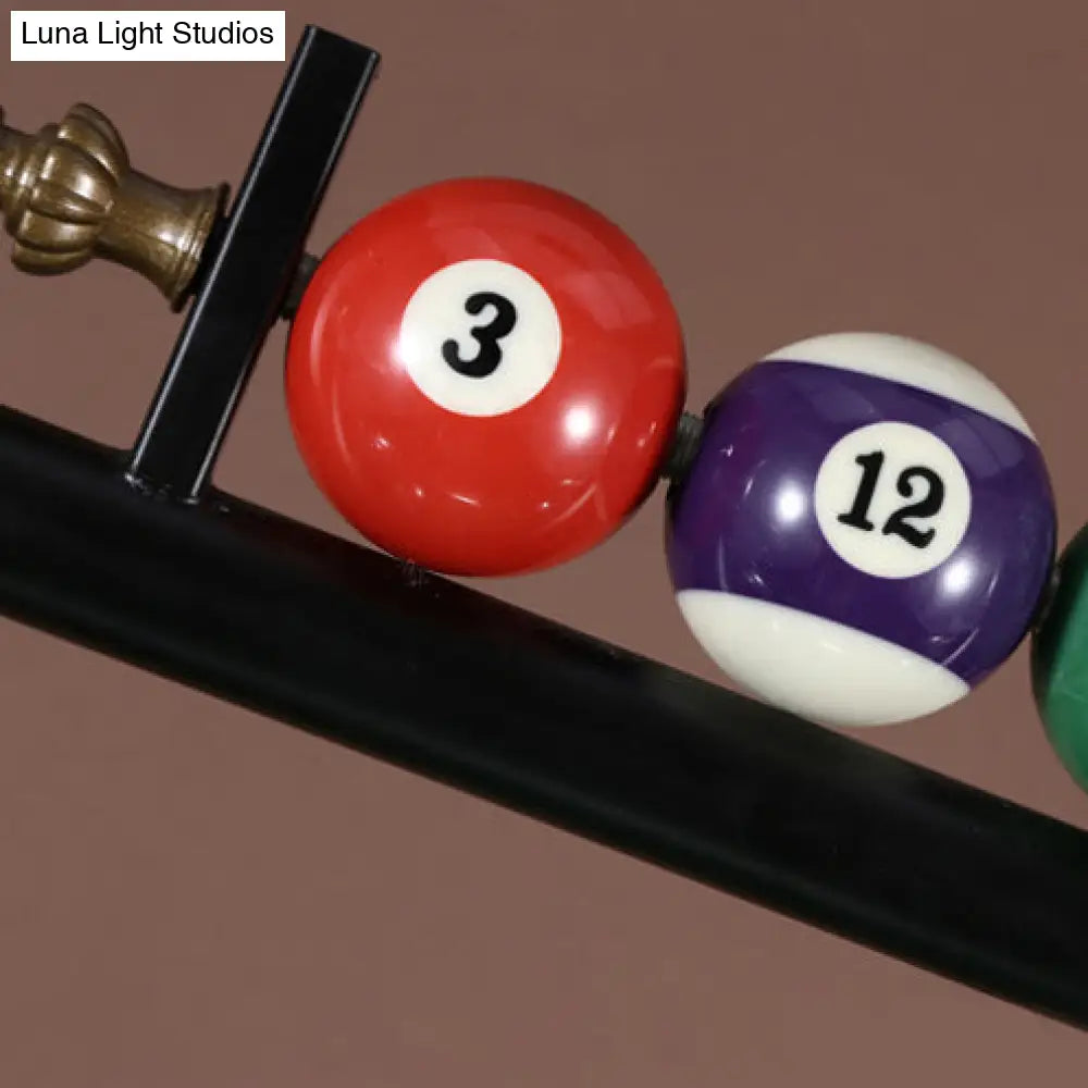 Vintage Style Black Metal Island Chandelier With Ruffled Edge - Ideal For Billiard Room