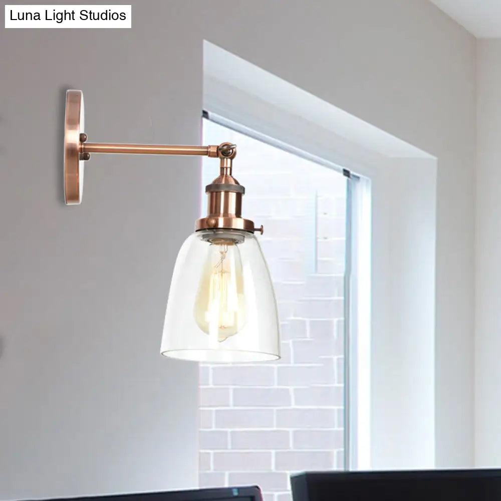 Vintage Style Bronze/Brass/Copper Sconce Light With Clear Glass Shade - Ideal For Living Room