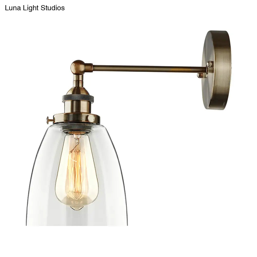 Vintage Style Bronze/Brass/Copper Sconce Light With Clear Glass Shade - Ideal For Living Room