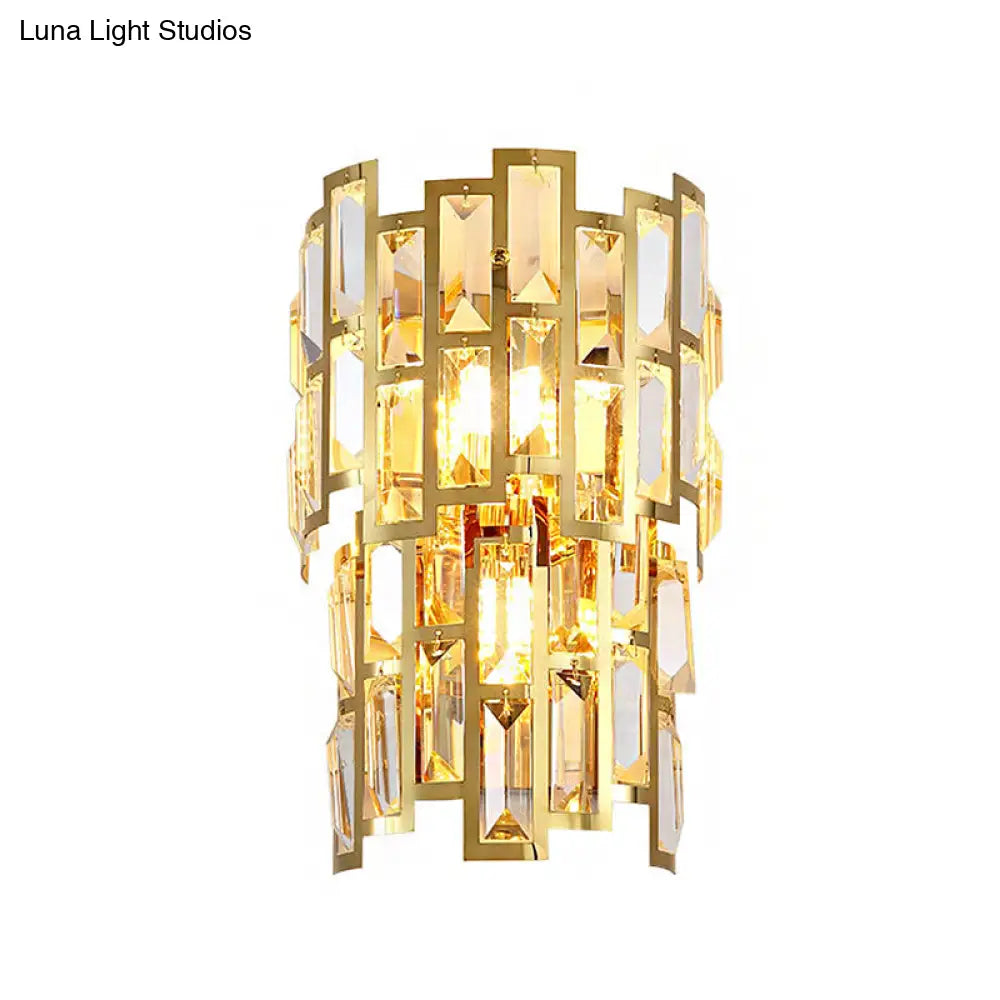 Vintage-Style Crystal Tiered Wall Sconce: Gold Finish 3/5 Lights Living Room Lamp
