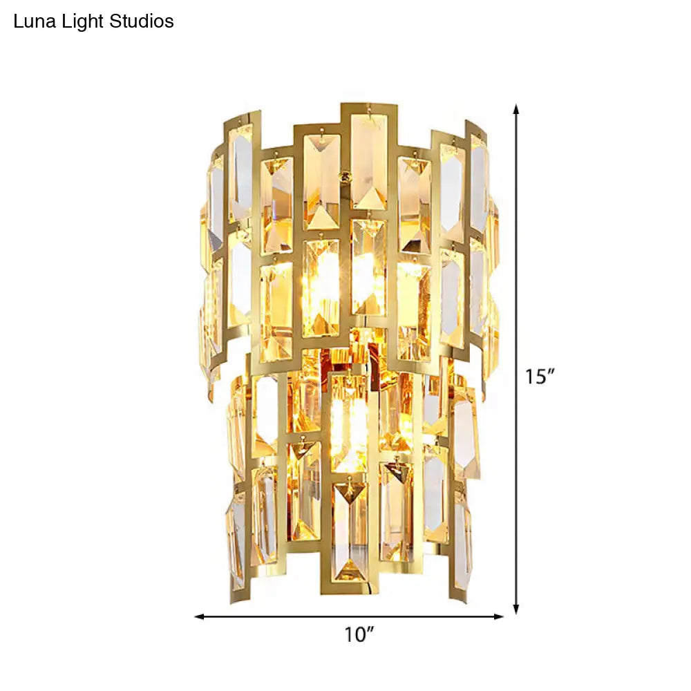 Vintage-Style Crystal Tiered Wall Sconce: Gold Finish 3/5 Lights Living Room Lamp
