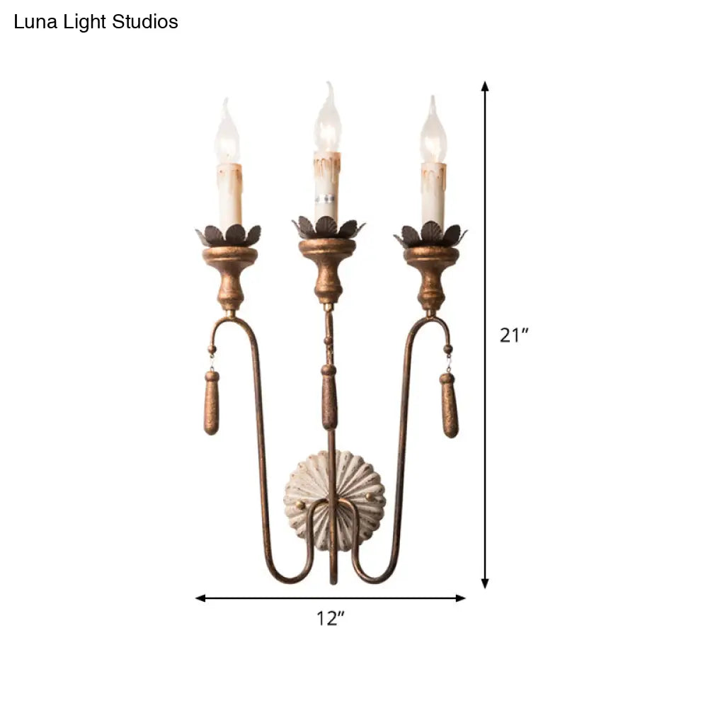 Vintage Style Metal Wall Lamp With Rustic Exposed Bulbs - Indoor Sconce Light Fixture 2/3 Lights
